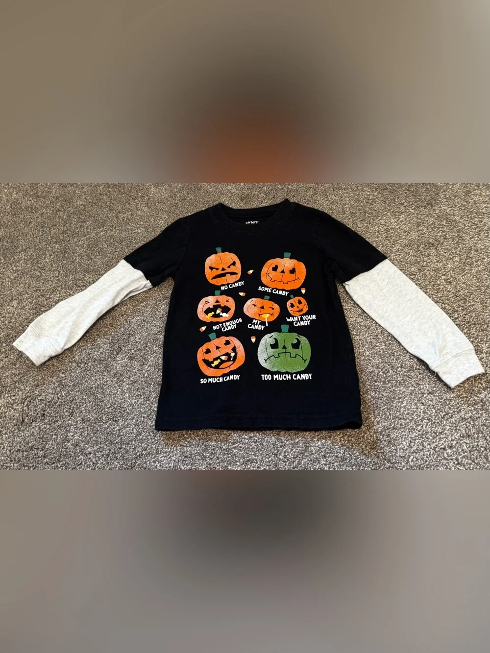 Carter’s Halloween Jack-o-lanterns Toddler Boys t shirt 4T Levels of Candy